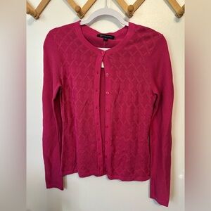 Brooks Brothers Sweater Womens XS Hot  Pink Cardigan Crewneck Preppy NWT